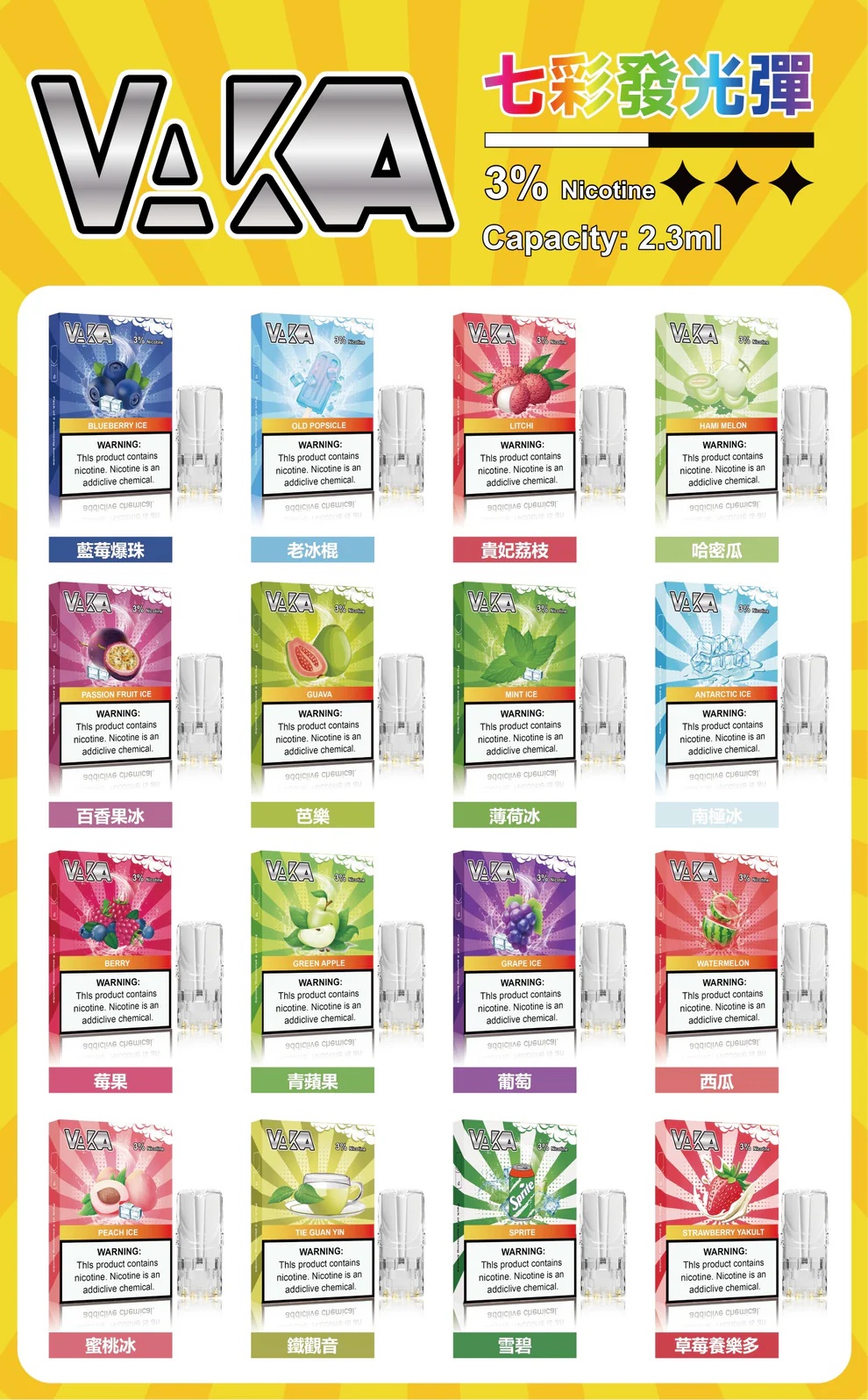 【VAKA煙彈】一代七彩發光彈通用sp2s 新品替換型透明發光煙彈 一盒三入 通